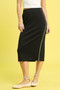 Umgee Midi Pencil Skirt with Contrast Piping Detail