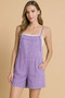 Zenana Washed Linen Knot Strap Rompers