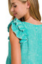 Zenana Double Gauze Acid Washed Tiered Ruffle Peplum Top