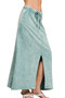 Zenana French Terry Acid Washed Front Slit Long Skirts