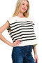 Zenana Oversized Crew Neck Stripe Sweater Vest
