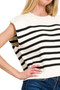 Zenana Oversized Crew Neck Stripe Sweater Vest