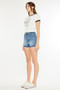 Kancan High Rise Release Hem Denim Shorts