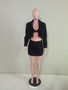 Women'S Fashion Sexy Fleece Bra Jacket Bodycon Skirt Three Piece Set