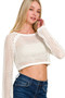 Zenana Hollow Knitted Cropped Round Neck Sweater