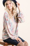 BiBi Brushed Tie Dye Print Top with Puff Sleeves