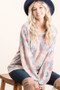 BiBi Brushed Tie Dye Print Top with Puff Sleeves
