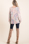 BiBi Brushed Tie Dye Print Top with Puff Sleeves