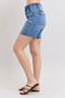 Judy Blue Full Size Mid Rise Bermudas Denim Shorts W/ Back Flap Pockets Plus Size