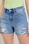 Judy Blue Full Size High Waist Denim Shorts W/stitch Over Destroy Detail Plus Size