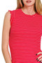 Zenana Ribbed Ruffle Trim Sleeveless Stripe Top