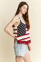 Jade By Jane Full Size American Flag Fringe Tank Top Plus Size
