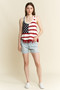 Jade By Jane Full Size American Flag Fringe Tank Top Plus Size
