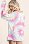 BiBi Tie Dye Print Terry Top With Puff Sleeves