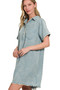 Zenana Tencel Mineral Washed Collared Shirts Dress