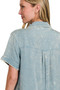 Zenana Tencel Mineral Washed Collared Shirts Dress