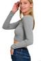 Zenana Seamless Fitted Rib V-neck Long Sleeve Crop Top