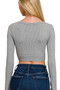 Zenana Seamless Fitted Rib V-neck Long Sleeve Crop Top