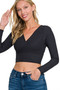 Zenana Ribbed Surplus Waist Band Long Sleeve Top