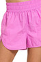 Zenana Windbreaker Smocked Waistband Running Shorts