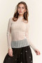 Davi & Dani Turtle Neck Lace Dotted Stretch Mesh Sheer Top