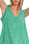Zenana Crinkle Washed V-neck Sleeveless Top