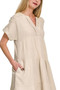 Zenana Washed Double Gauze Raw Edge V-neck Dress