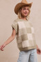 BiBi Checker With Stripes Pattern Sleeveless Sweater