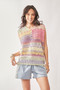 Davi & Dani Multi Color Crochet Sleeveless Knit Vest Top