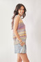 Davi & Dani Multi Color Crochet Sleeveless Knit Vest Top