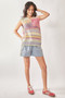 Davi & Dani Multi Color Crochet Sleeveless Knit Vest Top