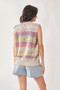 Davi & Dani Multi Color Crochet Sleeveless Knit Vest Top