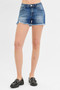 RISEN Full Size Low Rise Frayed Denim Shorts Plus Size