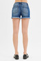 RISEN Full Size Low Rise Frayed Denim Shorts Plus Size