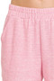 Zenana Soft Melange Hacci Elastic Waist Band Shorts