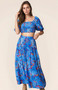Davi & Dani Printed Smocking Waistband Ruffled Maxi Skirt