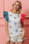 BiBi American Flag Sequin Stars Top