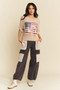 Davi & Dani Sequin American Flag Patch Short Sleeve Knit Top