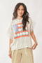 Davi & Dani American Flag Loose Fit Lace Sleeve Hoodie Top