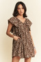 Davi & Dani Animal Printed Velvet Ribbon Mini Dress