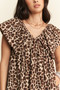 Davi & Dani Animal Printed Velvet Ribbon Mini Dress