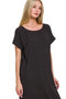 Zenana Rolled Short Sleeve Round Neck Dress