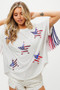 BiBi American Flag Sequin Star Fringe Top