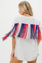 BiBi American Flag Sequin Star Fringe Top