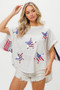 BiBi American Flag Sequin Star Fringe Top