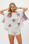 BiBi American Flag Sequin Star Fringe Top