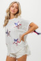 BiBi American Flag Sequin Star Fringe Top