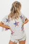 BiBi American Flag Sequin Star Fringe Top