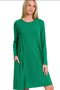 Zenana Long Sleeve Flare Dress With Pockets