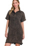 Zenana Tencel Mineral Washed Collared Shirts Dress